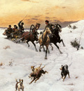Kleczynski Bodhan Von Figures In A Horse Drawn Sleigh In A Winter Landscape