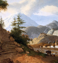 Knip Josephus Mountainous landscape with village and ford Su