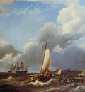 Koekkoek Hermanus sr Ships at storm Zeeland Sun