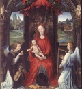 MEMLING MADONNA ENTHRONED WITH CHILD AND TWO ANGELS, UFFIZI