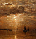 Mesdag Hendrik Willem Moon over sea Sun