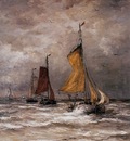 Mesdag Hendrik Willem Return fishing ships Sun