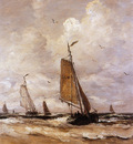 Mesdag Hendrik Willem Ships On A Choppy Sea Sun