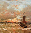 Mesdag Hendrik Willem Sunset In Stormy Weather Sun