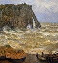 Monet Claud Choppy sea at Erretat Sun
