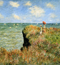 Monet Claude Stroll at the rocks of Pourville Sun