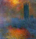 Monet Houses of Parliament, London, Sun Breaking Through the Fog