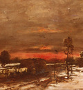 Munkacsy Mihaly A Winter Landscape At Sunset