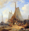 Nuijen Wijnandus Fishingboats on the beach Sun