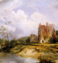 Nyuen Wijnandus Johannes River landscae with ruin Sun