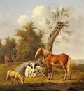 Oberman Anthony Cows A Horse And A Sheep Resting By A Blasted Oak