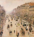 pissarro le boulevard montmartre  morning, grey weather,
