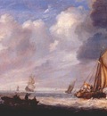 porcellis,julius single master and rowing boat in light breeze c late 1640s