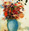 Odilon Redon Flowers in a Turquoise Vase, De