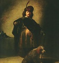 REMBRANDT PORTRAIT IN ORIENTAL COSTUME WITH A DOG