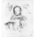 Rembrandt Five studies of Saskia and one of an older woman,