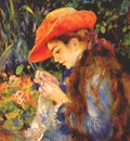renoir mlle marie therese durand ruel sewing