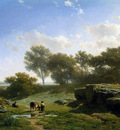 Roelofs Willem Cow shepherd in summerlandscape Sun