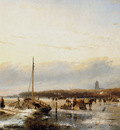 schelfhout andreas ice view with boat and farm sun