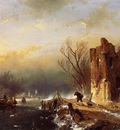 Schelfhout Andreas Traveller country road in winter Sun