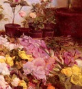 Sottocornola Giovanni Still Life Flower Pots And Cut Flowers