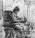 Strij van Abraham Sitting man with basket Sun