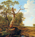 Strij van Jacob Landscape with dead tree Sun