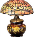 Tiffany Pomegranate Lamp with Mariposa Pottery Base