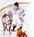lautrec at the circus, horse and monkey dressage