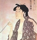 utamaro woman smoking early 1790s