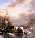 Verschuur Wouterus Country folk in a winter landscape Sun