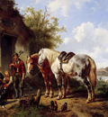 Verschuur Wouterus Landscape with two horses Sun