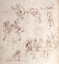 Leonardo da Vinci Various figure studies