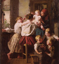 Children Making Their Grandmother a Present on Her Name Day