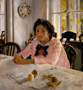 girl with peaches portrait of v s mamontova