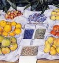 fruit displayed on a stand 1881