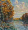by the river in autumn