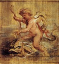 cupid riding a dolphin