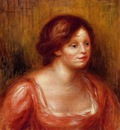 bust of a woman in a red blouse