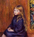 seated child in a blue dress