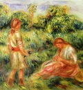 two young women in a landscape