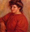 woman in a red blouse