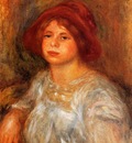 young girl wearing a red hat