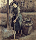 a girl raking