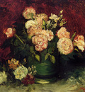 bowl with peonies and roses