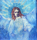 half figure of an angel after rembrandt