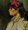 portrait of a woman with a red ribbon