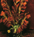 still life  vase with gladiolas