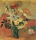 still life with japonise vase roses and anemones