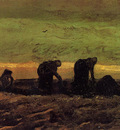 two peasant women in the peat fields
